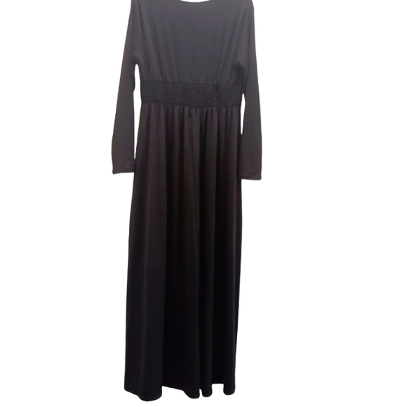 ANRABESS Black Long Sleeve Deep V Neck Maxi Dress Large - Picture 6 of 7